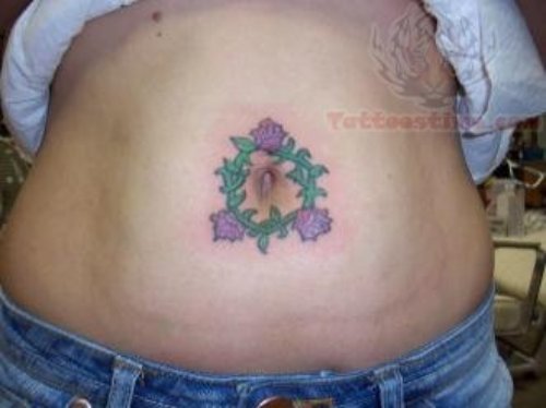 Flowers Belly Button Tattoo